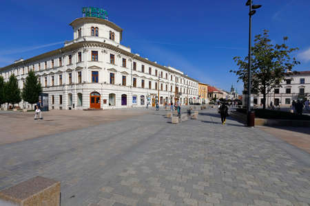 Lublin, Poland - September 10, 2021: General view of the facade of building that houses the Europa Hotel situated in the city center on the edge of Litewski Square.のeditorial素材