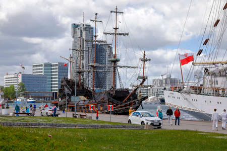 Gdynia, Poland - May 27, 2022: The ship called Dragon it is a stylized 17th-century galleon,...