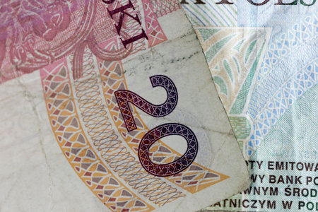 Polish money. Polish zloty banknotes placed next to each other can be used as illustrations for many various financial issues. PLN currency.の写真素材