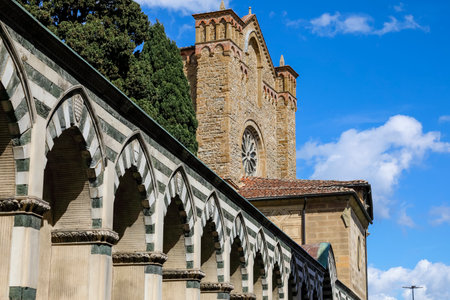 This architectural fragment is part of the building of the Basilica of Santa Maria Novella. Florence, Italy.の写真素材