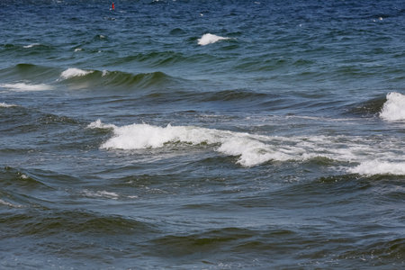The surface of the slightly wavy water of the Baltic Sea