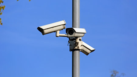To ensure the safety of local residents, three cameras were installed on the mast to monitor the area.の写真素材