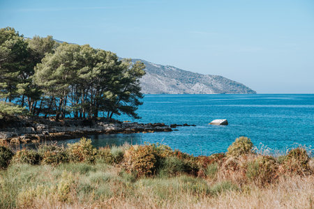 Rocky coast of the island of Sardinia in the Mediterranean Seaの写真素材