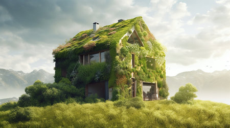 Eco-Utopia: A Sustainable home for a Sustainable Future - AI generatedの素材