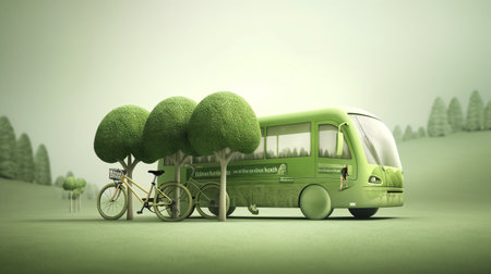 Future of Sustainable Transportation - AI Generatedの素材
