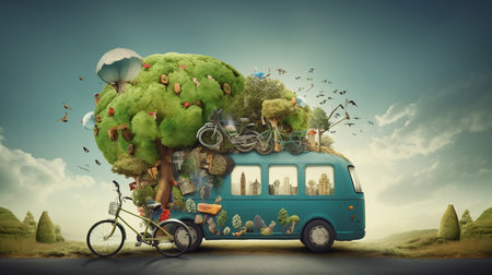 Future of Sustainable Transportation - AI Generatedの素材