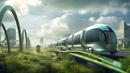 Future of Sustainable Transportation - AI Generatedの素材