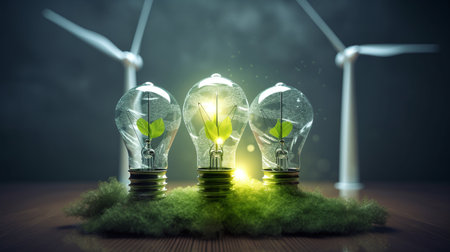 Embracing Renewable Wind Energy for a Sustainable Future - AI Generatedの素材