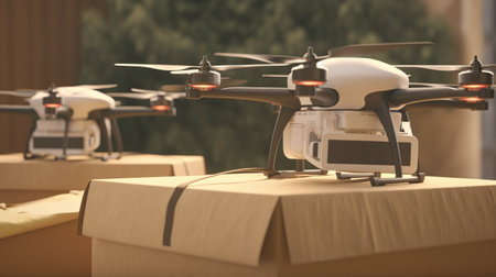 Drone delivery Food Delivery: Sustainable Solutions for a Better Future - Ai Generated - Generative Aiの素材