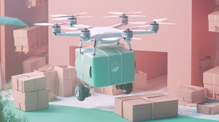 Drone delivery Food Delivery: Sustainable Solutions for a Better Future - Ai Generated - Generative Aiの素材