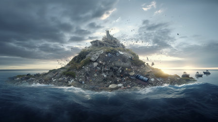 Plastic Pollution Island Ai Generated - Generative Aiの素材