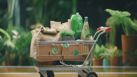 Eco Conscious Shopping: Choosing Sustainable Packaging and product delivery to Save the Planet - Ai Generatedの素材