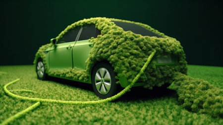 Clean and Green Transportation of the Future concept  Electric car - AI Generatedの素材