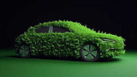 Clean and Green Transportation of the Future concept  Electric car - AI Generatedの素材