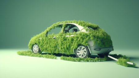 Clean and Green Transportation of the Future concept  Electric car - AI Generatedの素材