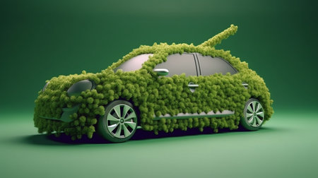 Clean and Green Transportation of the Future concept  Electric car - AI Generatedの素材