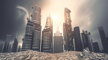 Global Economic Crisis and World Financial Meltdown Concept - Ai Generatedの素材