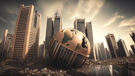 Global Economic Crisis and World Financial Meltdown Concept - Ai Generatedの素材