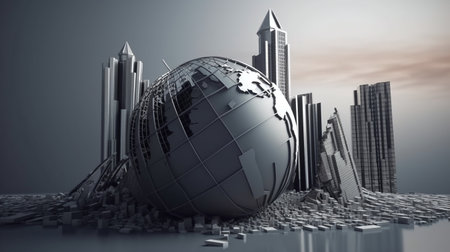Global Economic Crisis and World Financial Meltdown Concept - Ai Generatedの素材