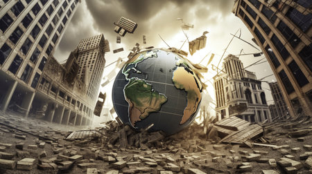 Global Economic Crisis and World Financial Meltdown Concept - Ai Generatedの素材