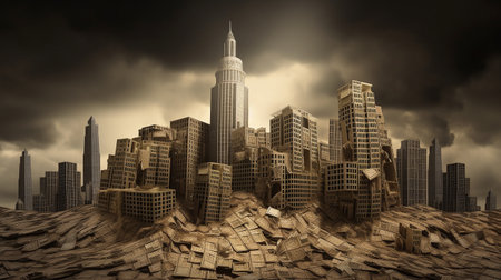 Global Economic Crisis and World Financial Meltdown Concept - Ai Generatedの素材