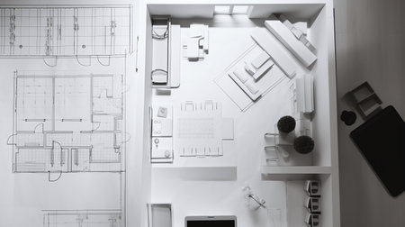 Architecture Plan from Top View Modern Office  - Ai Generatedの素材