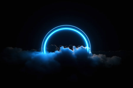 Abstract background image with clouds and neon lights. 3d rendering. Ai Generatedの素材