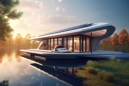 Living in Harmony with Nature: Sustainable Home ,cabins Design - AI generatedの素材