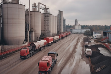 Inside a Cement Factory: The Industrial Process of Cement Production - Ai Generatedの素材