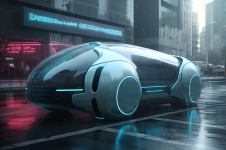 Zero Emissions Vehicles Futuristic autonomous cars - Ai Generatedの素材