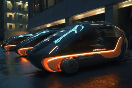 Zero Emissions Vehicles Futuristic autonomous cars - Ai Generatedの素材