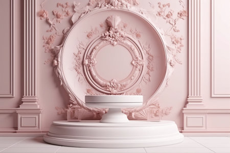 Luxury Cosmetics background in a Baroque style minimal, podium - Ai Generatedの素材