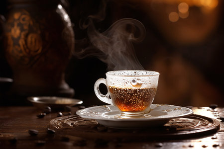 Traditional Bosnian Turkish Coffee: An Explosion of Flavor coffee splash - ai generatedの素材