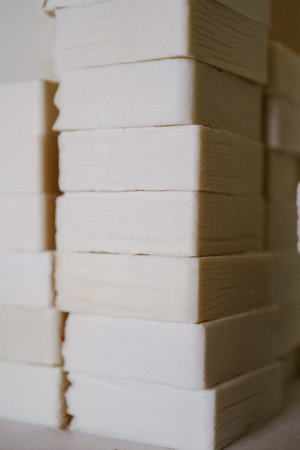 A fragment of a piece of handmade soap.の写真素材