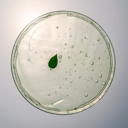 Green gel texture of a cosmetic care product.の写真素材