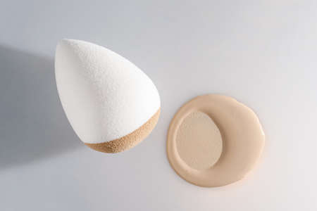 The texture of the foundation with a trace of sponge.の写真素材
