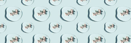 A drop of cosmetic gel or water with flowers. Pattern.の写真素材