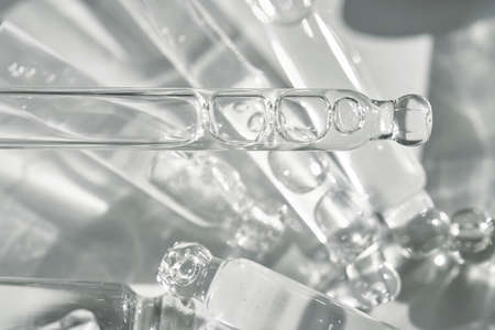 There are a lot of pipettes from cosmetics in one photo.の写真素材