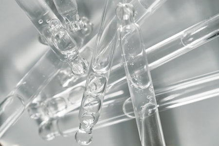 There are a lot of pipettes from cosmetics in one photo.の写真素材