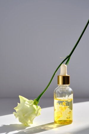 Serum with yellow petals and a delicate flower.の写真素材