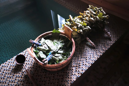 Bath spa accessories on the pool.の写真素材
