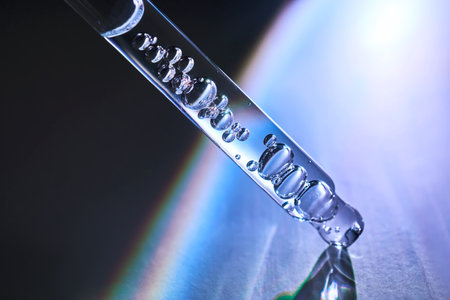 Pipette with serum in a space atmosphere.の写真素材