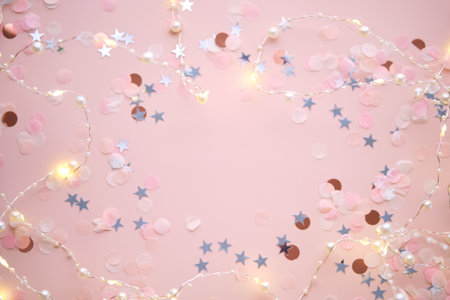 Abstract New Year and Christmas pink background with place for your text.