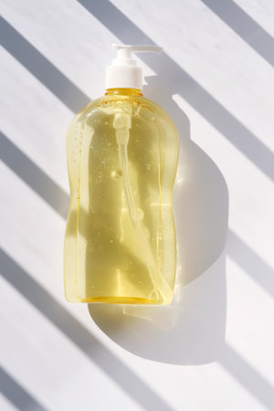 Dishwashing liquid on white background with shadow stripes.の写真素材