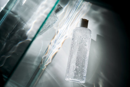 A bottle of cosmetic gel with a beautiful highlight.の写真素材