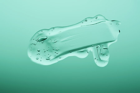 Gel cosmetic texture on a green background.の写真素材