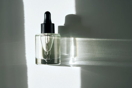Serum extract for the face with bisabolol and squalane in the sun.の写真素材
