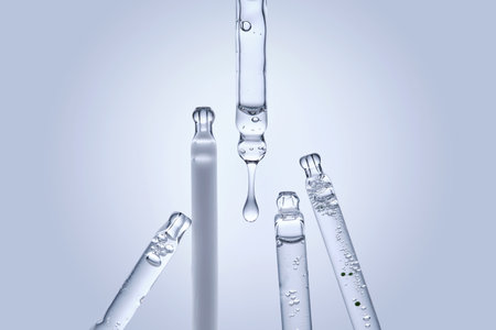 Five different droppers with facial serum.の写真素材