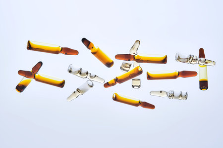 Ampoule cosmetics for injection. View from below.の写真素材