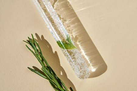 The texture of an organic cosmetic product in a test tube.の写真素材